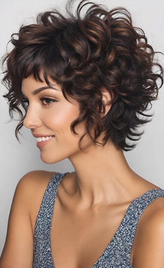 Coupe courte cheveux frisés