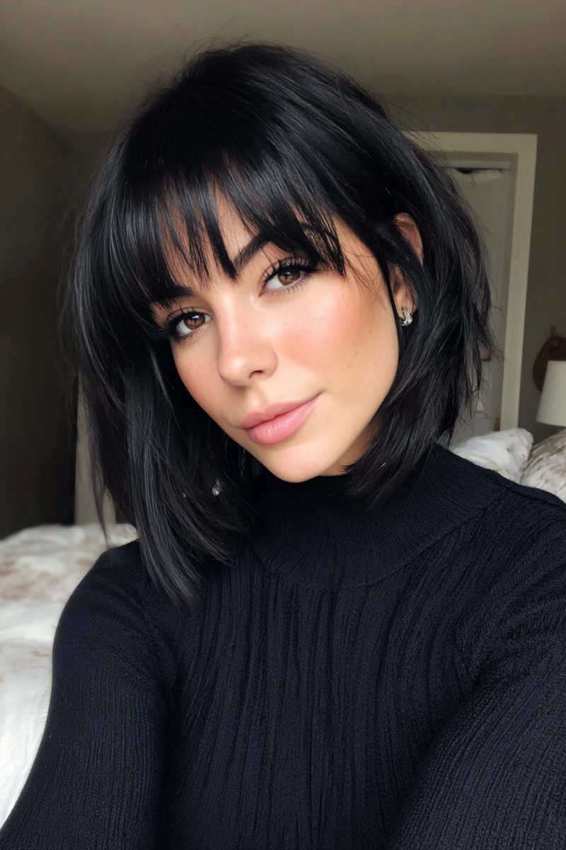 Carré plongeant dégradé effilé frangé