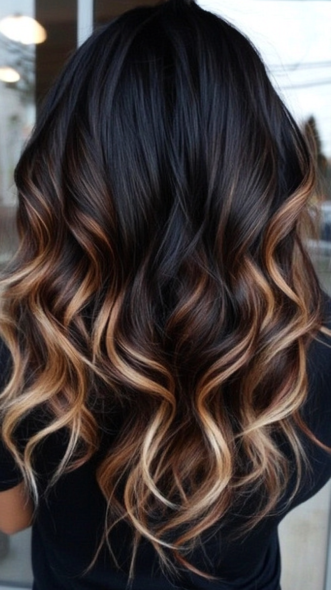 Cheveux noirs méchés