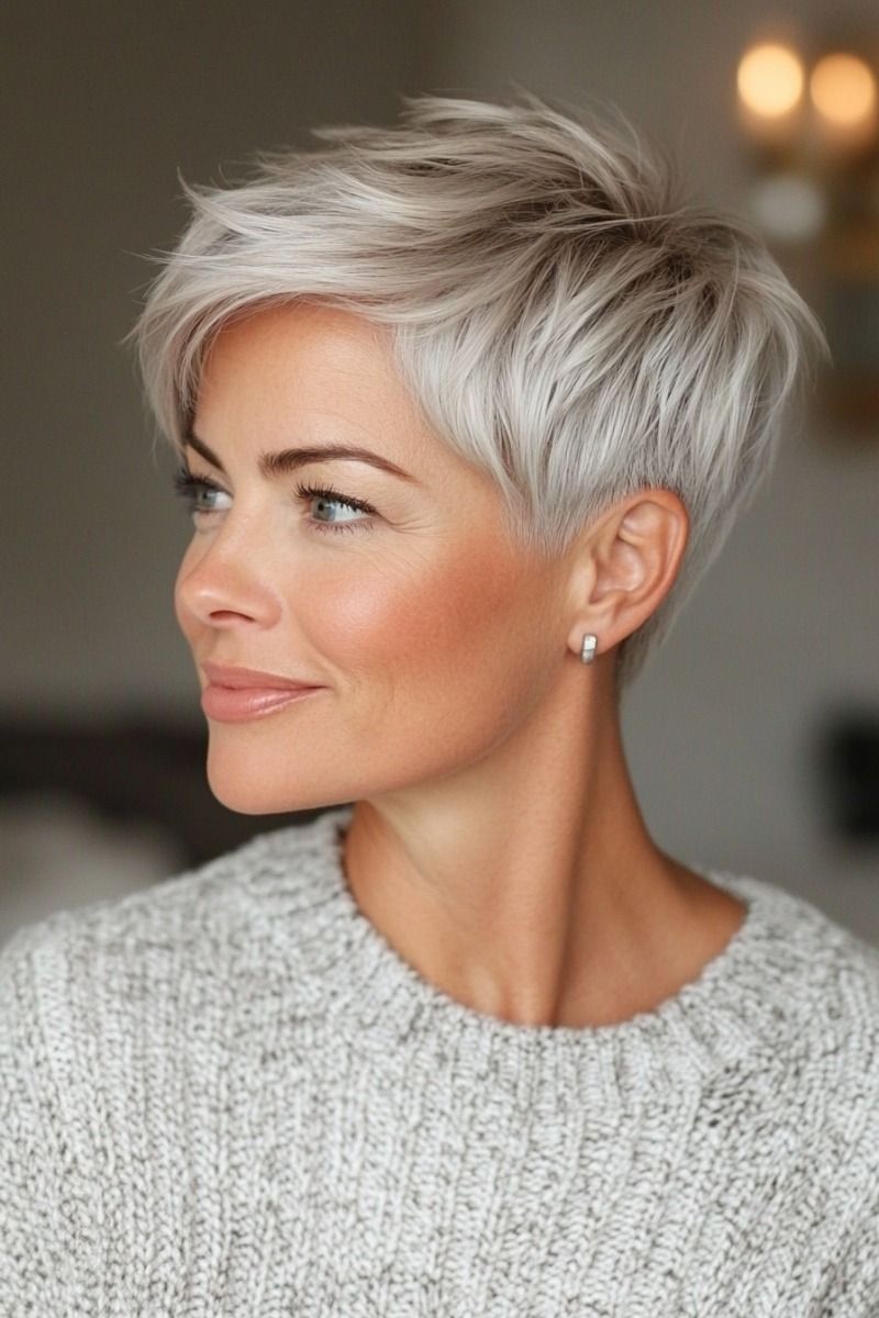 Cheveux gris femme 50 ans court