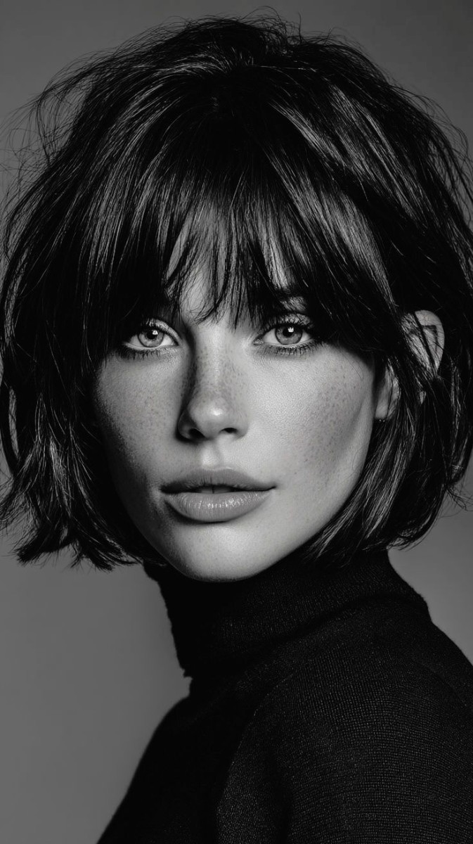 Carré frange effilée