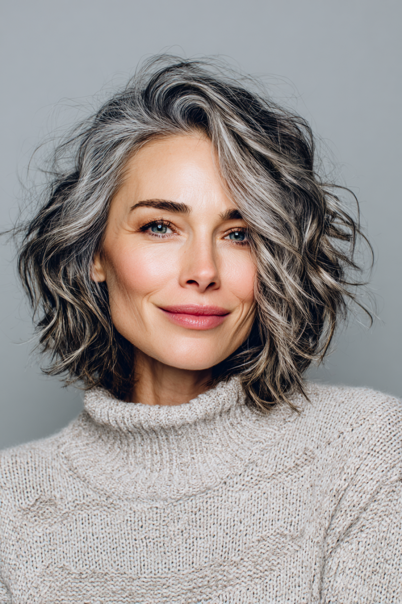 Cheveux gris femme 50 ans court