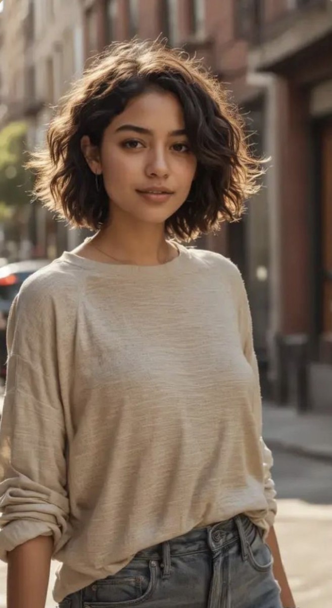 Coupe courte cheveux ondulés