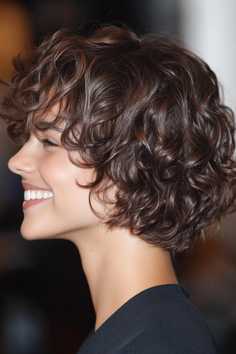 Coupe courte cheveux ondulés