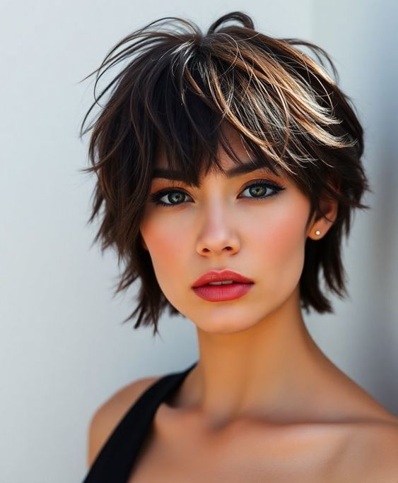 Coupe courte effilée femme rock