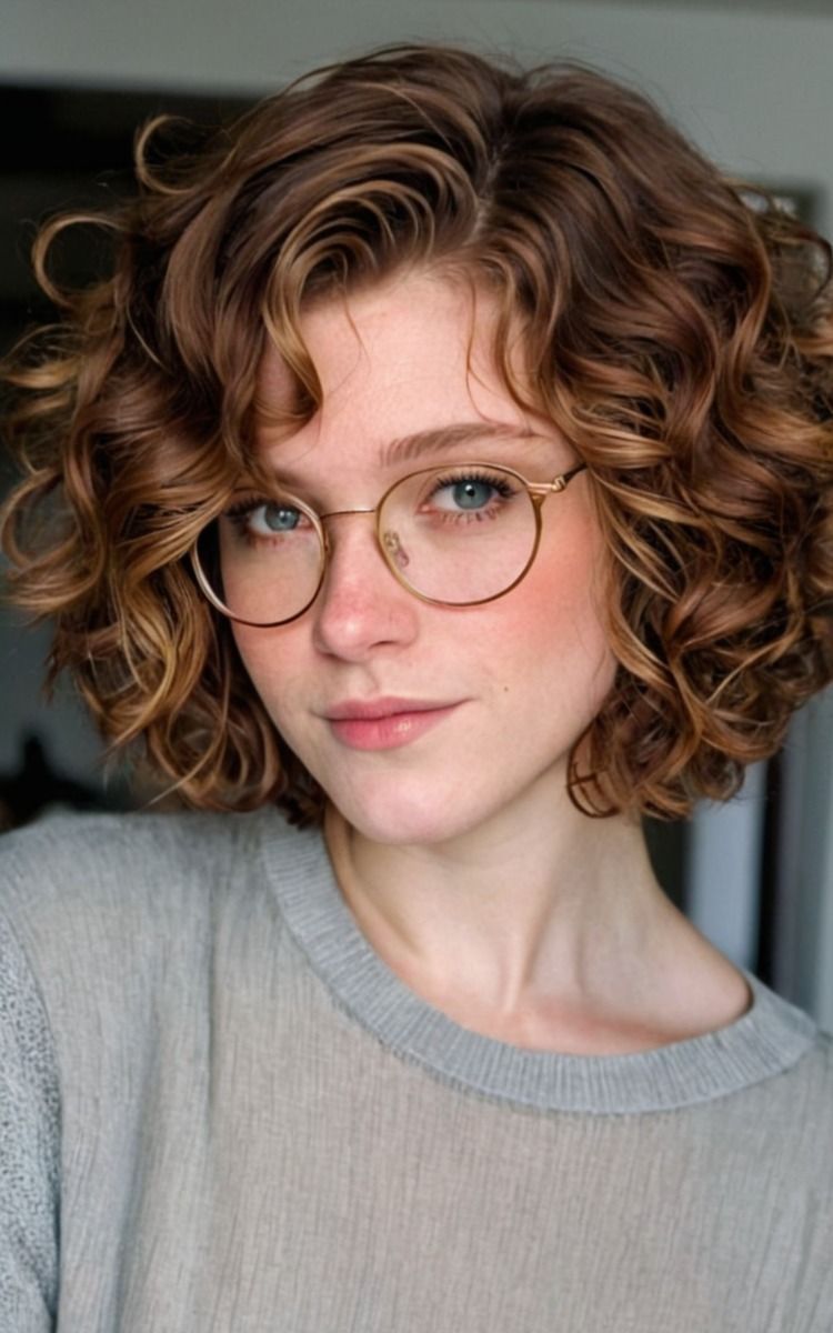 Balayage cheveux bouclés courts