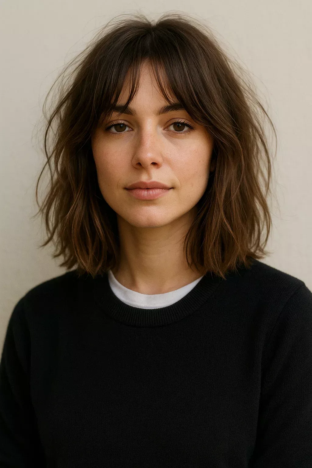 Frange rideau cheveux courts