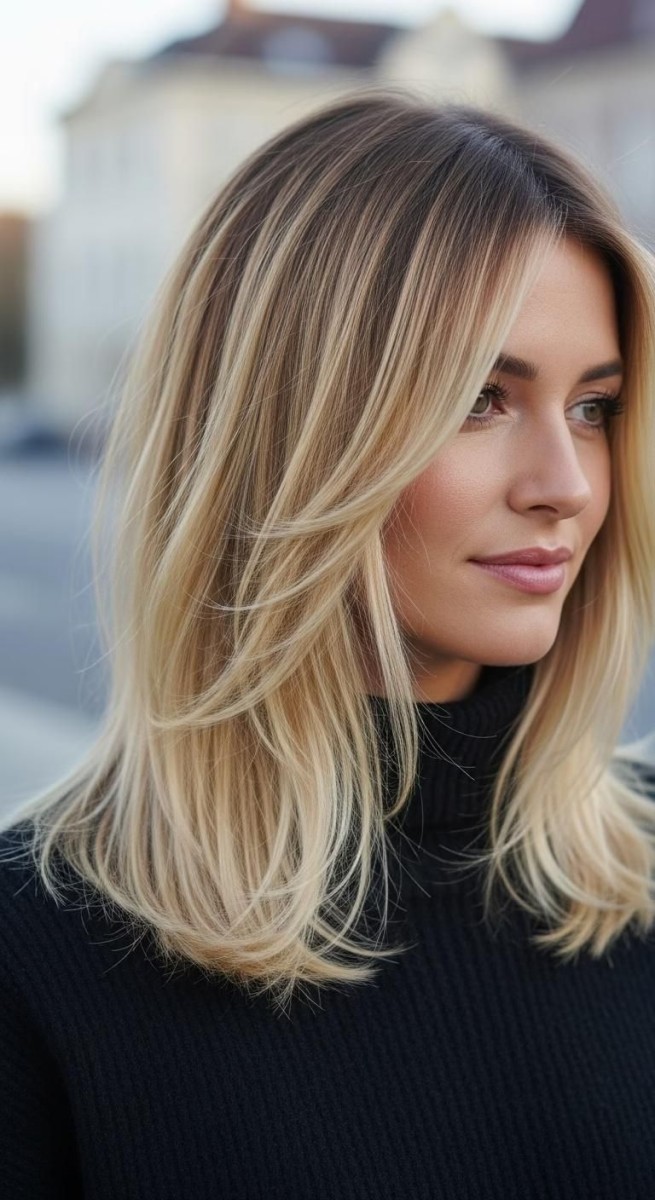 Mi-long dégradé femme