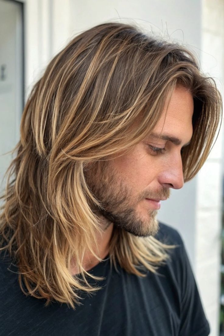 Dégradé cheveux longs homme