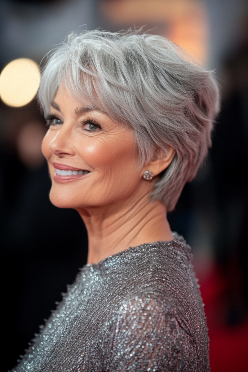 Cheveux gris femme 50 ans court