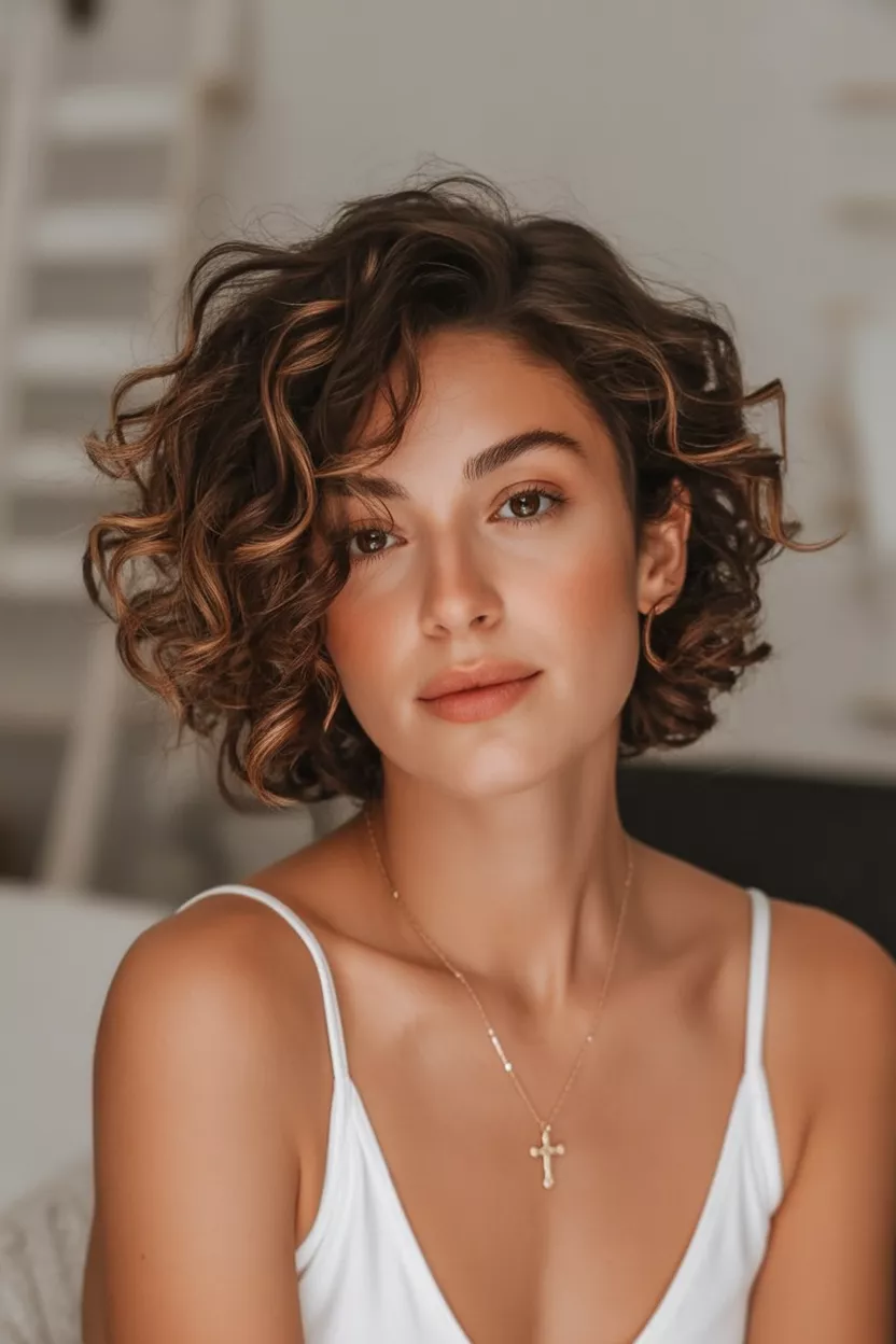 Balayage sur bouclés courts