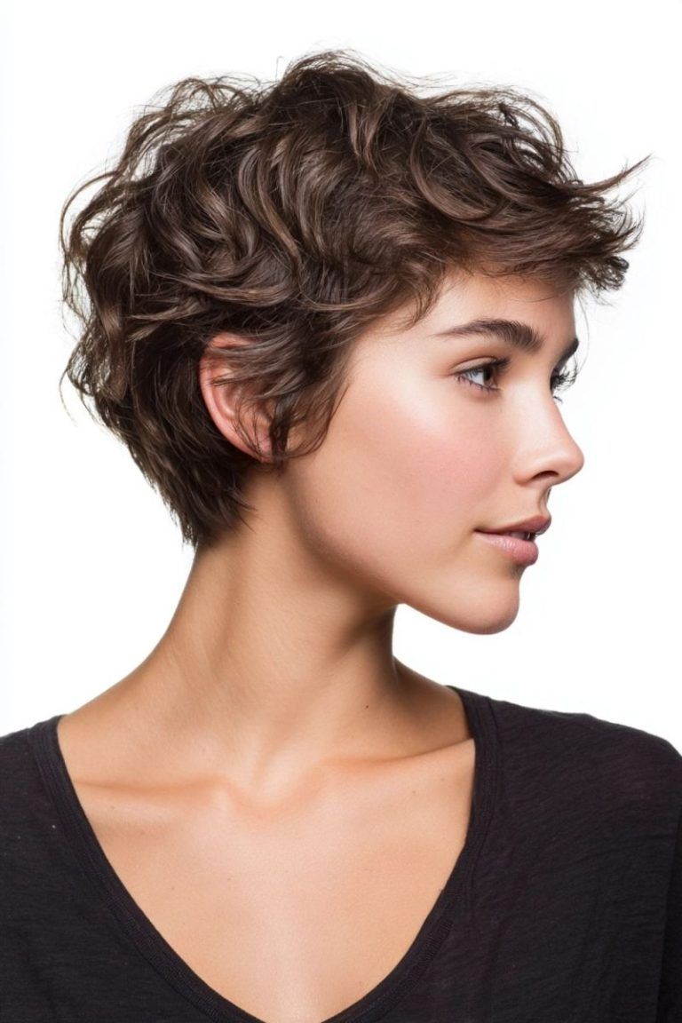 Coupe courte cheveux ondulés