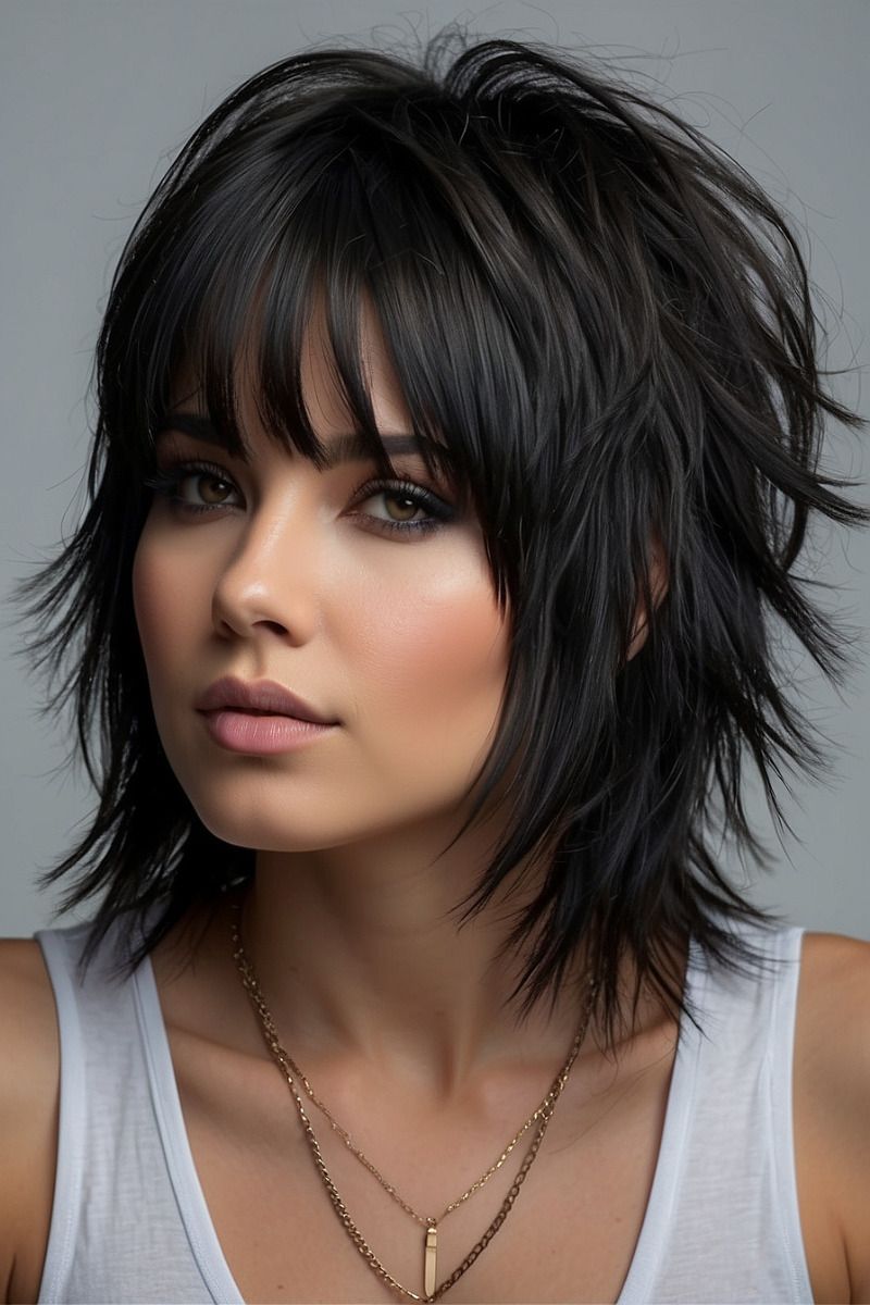 Coupe courte effilée femme rock