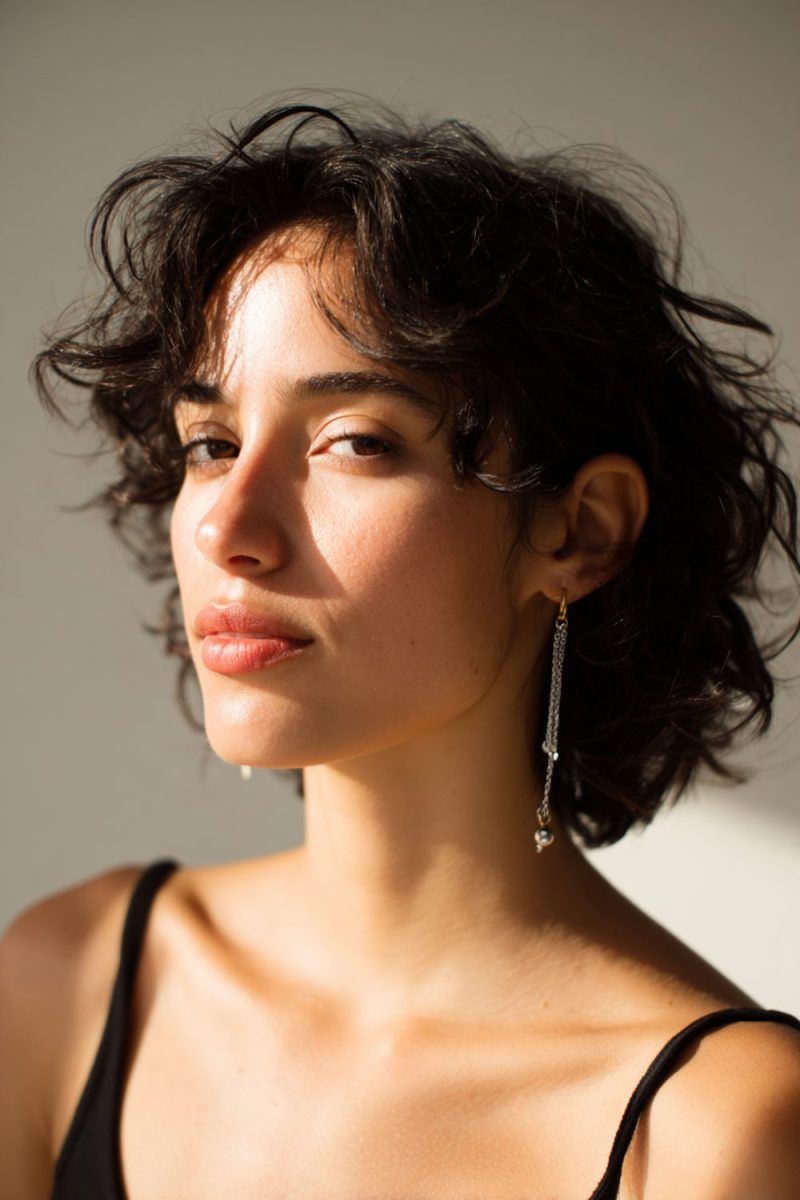 Coupe courte cheveux ondulés