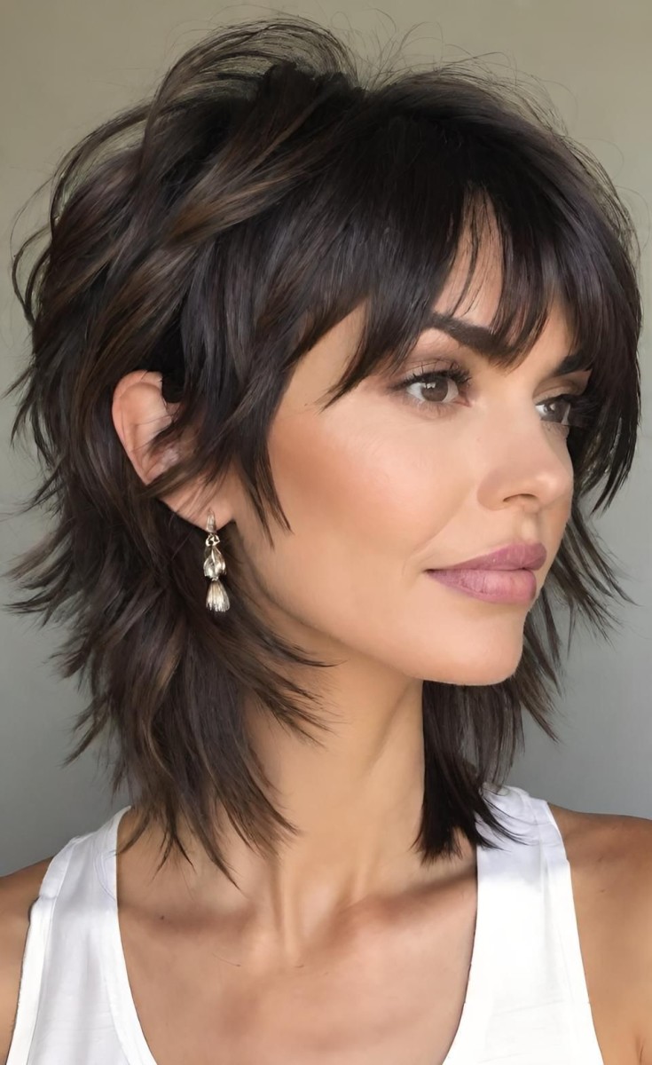 Coupe courte effilée femme rock
