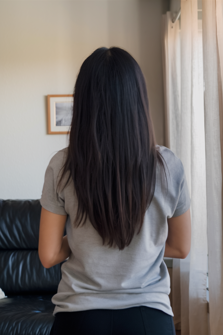 Coupe en V cheveux mi-longs