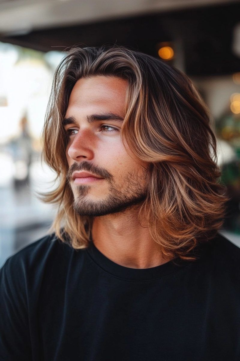 Dégradé cheveux longs homme