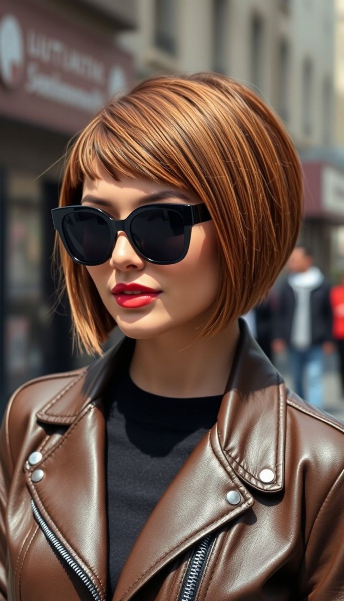 Carré plongeant dégradé frange