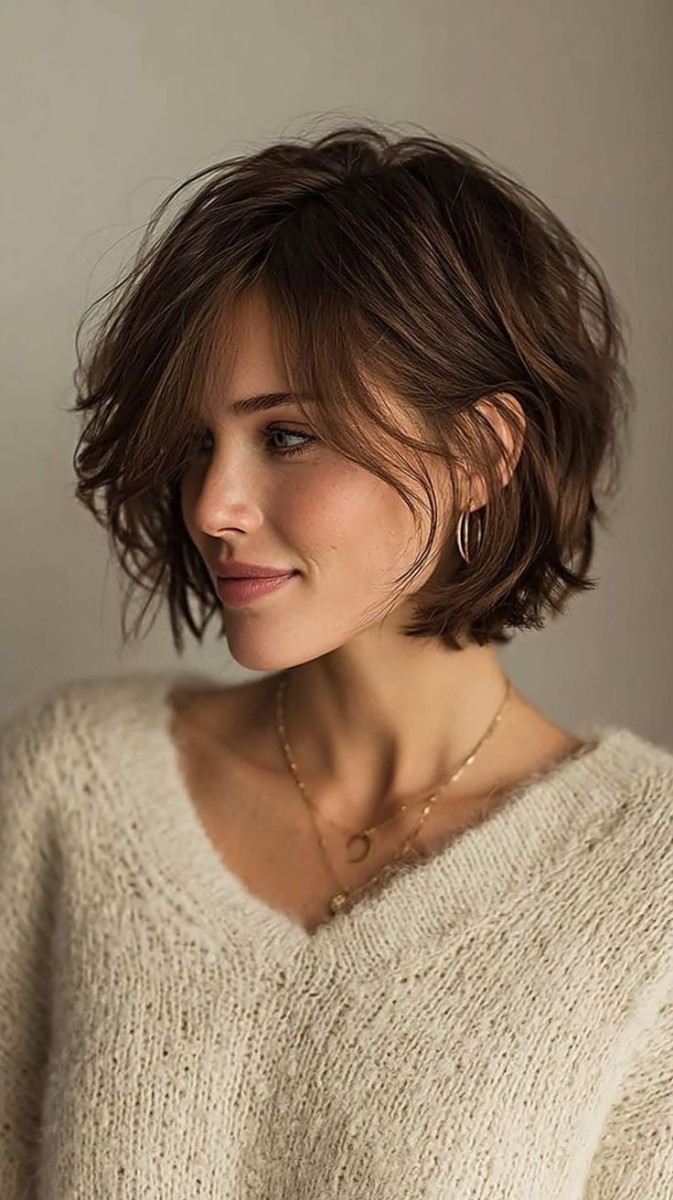 Coupe courte cheveux ondulés