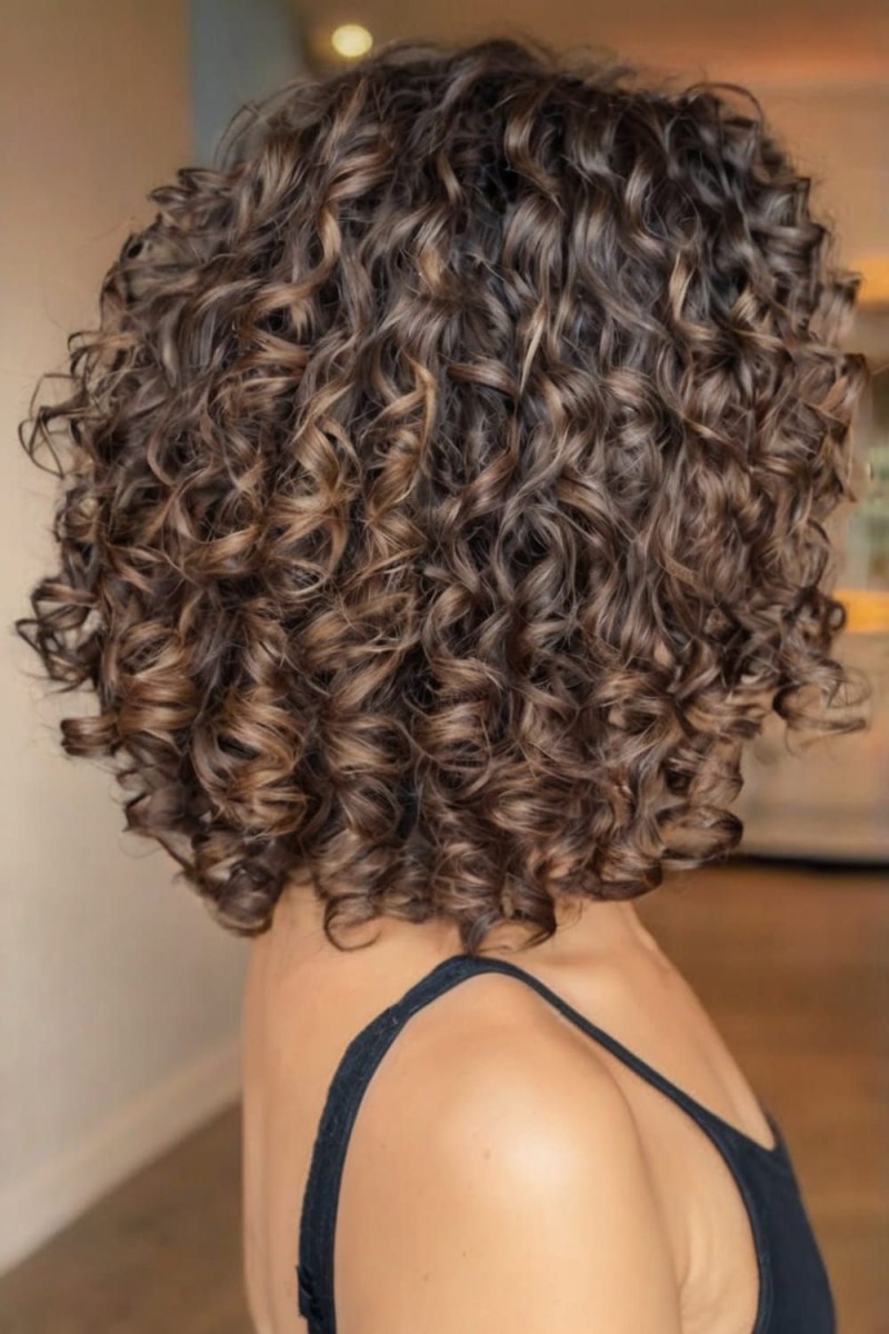 Balayage sur bouclés courts