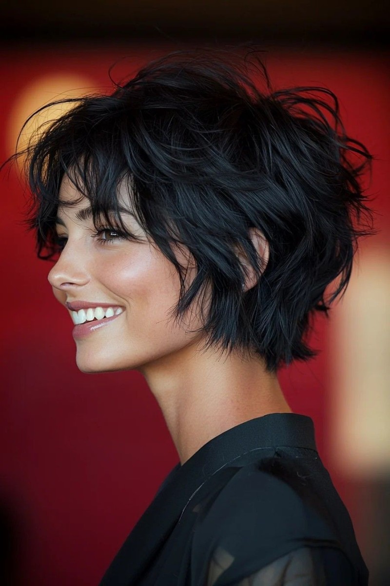 Coupe courte effilée femme rock