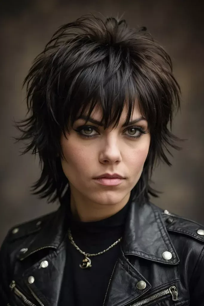 Coupe courte effilée femme rock
