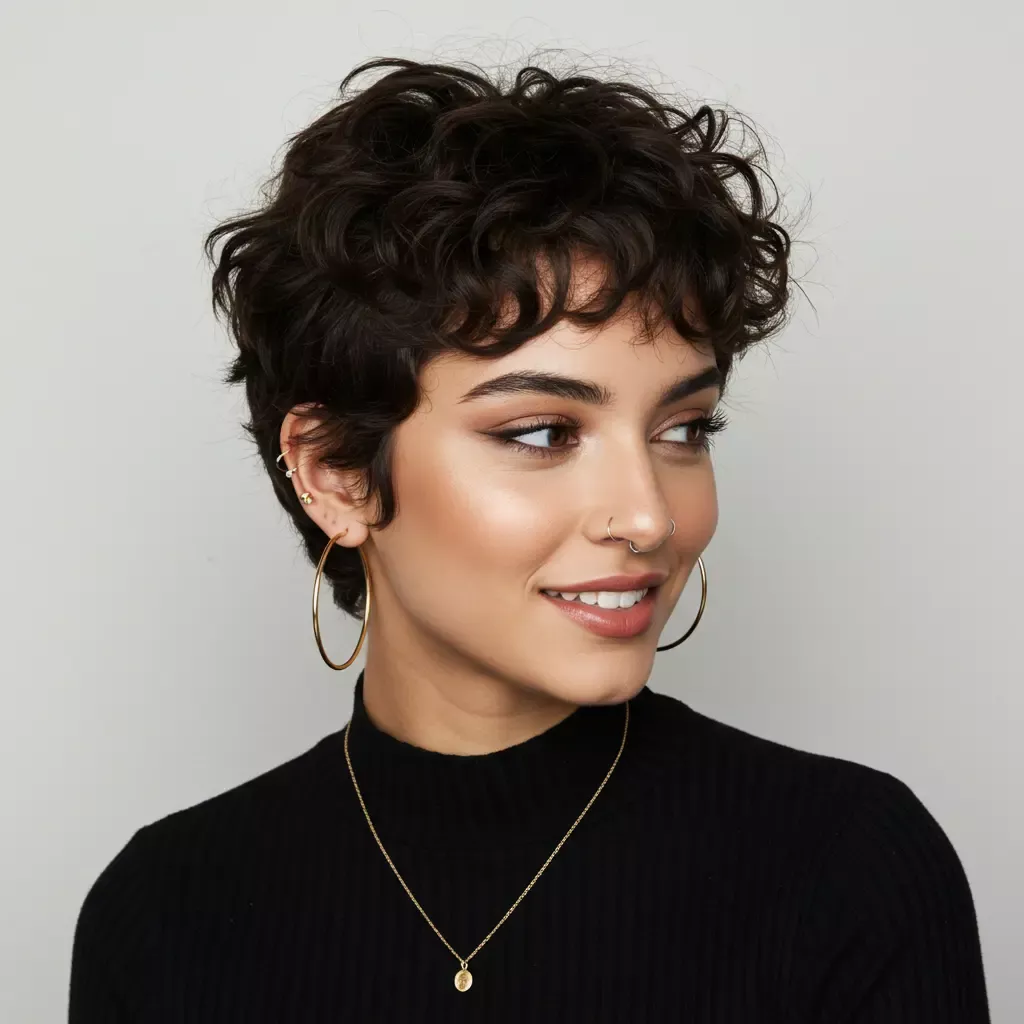 Coupe courte cheveux ondulés