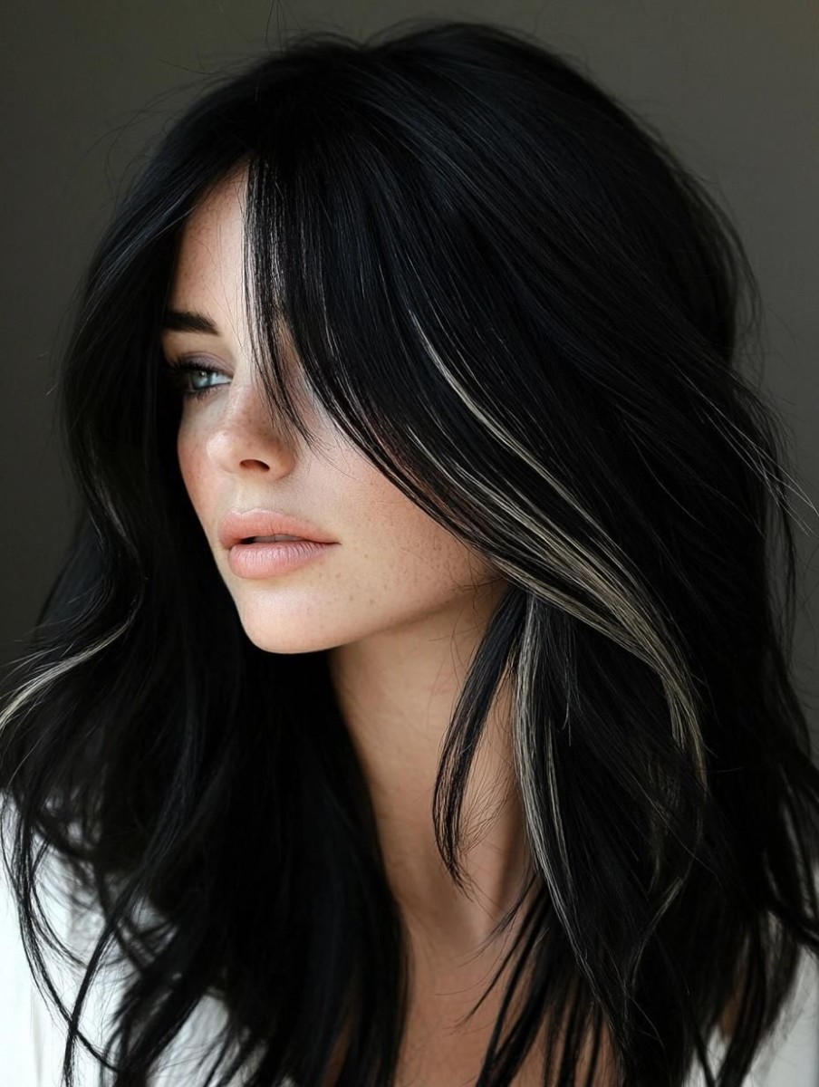 Mèches sur cheveux noirs